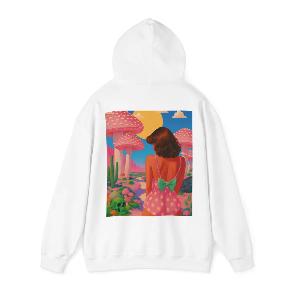 Retro Girl Pink Mushroom Fantasy Desert Scene – Hoodies
