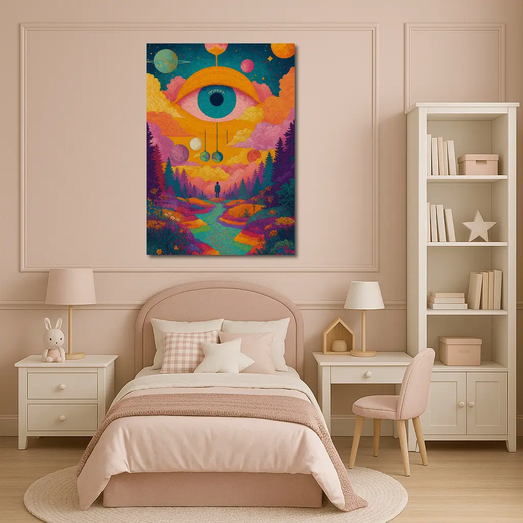 Psychedelic Eye Sky Forest Surreal Art – Wall Art