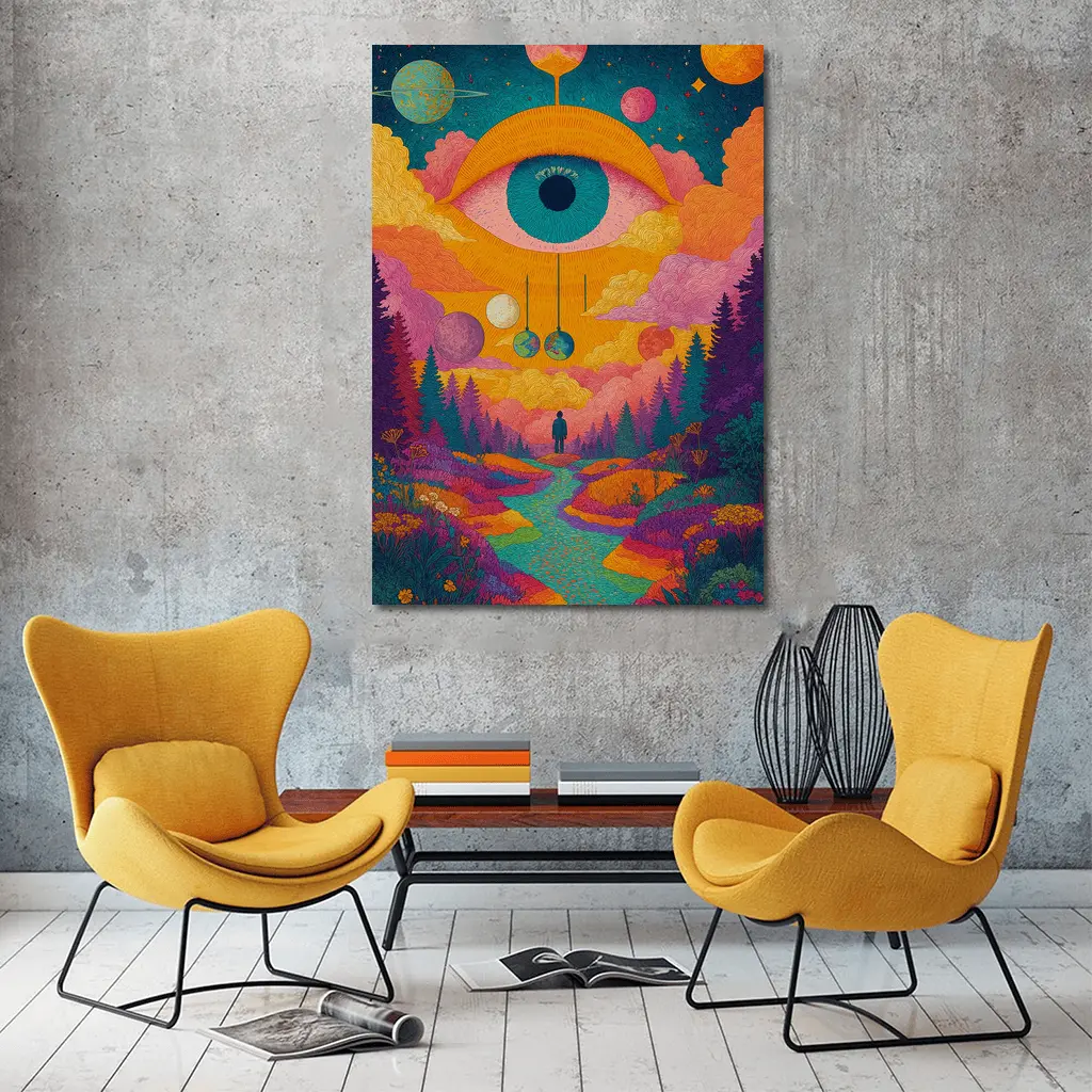 Psychedelic Eye Sky Forest Surreal Art – Wall Art
