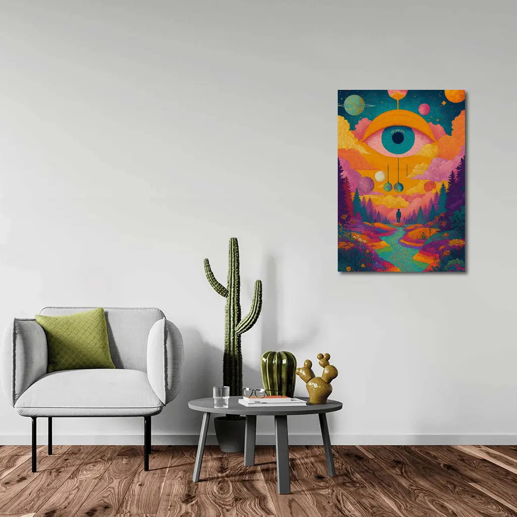 Psychedelic Eye Sky Forest Surreal Art – Wall Art