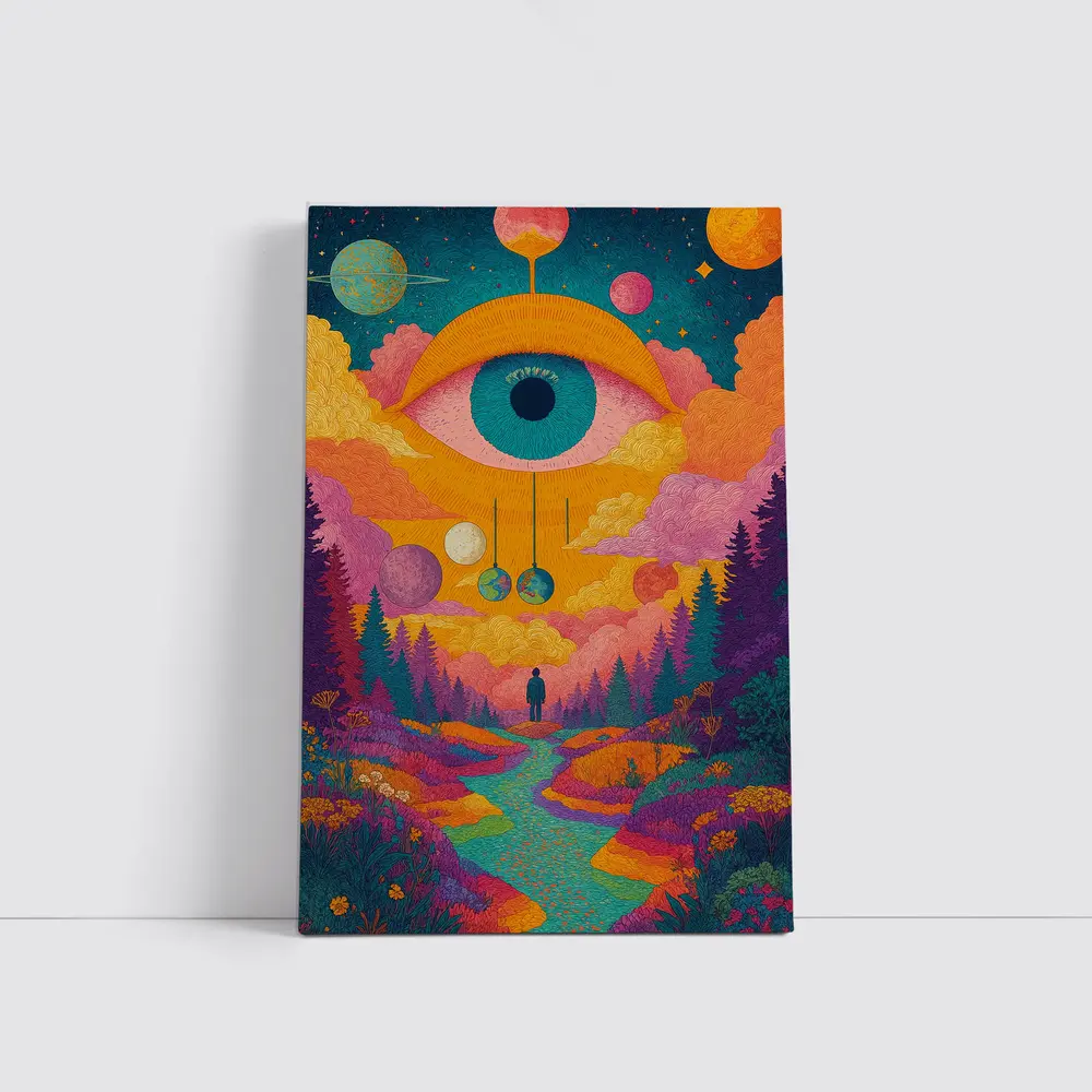 Psychedelic Eye Sky Forest Surreal Art – Wall Art