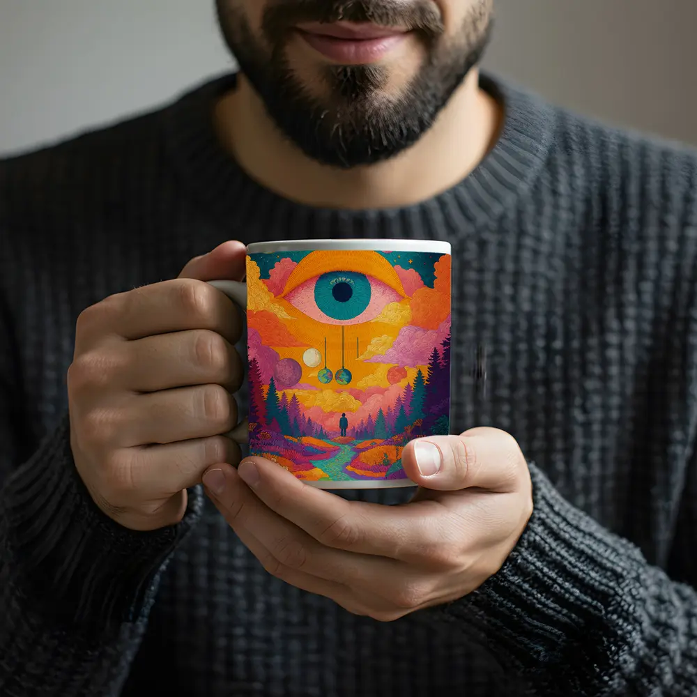 Psychedelic Eye Sky Forest Surreal Art – Mugs