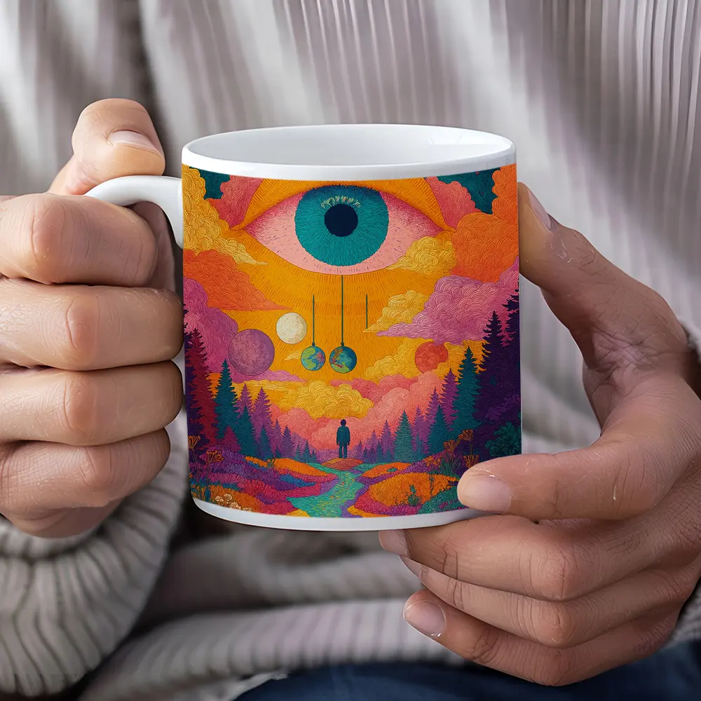 Psychedelic Eye Sky Forest Surreal Art – Mugs