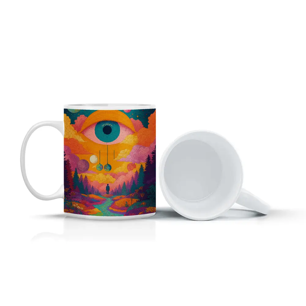 Psychedelic Eye Sky Forest Surreal Art – Mugs