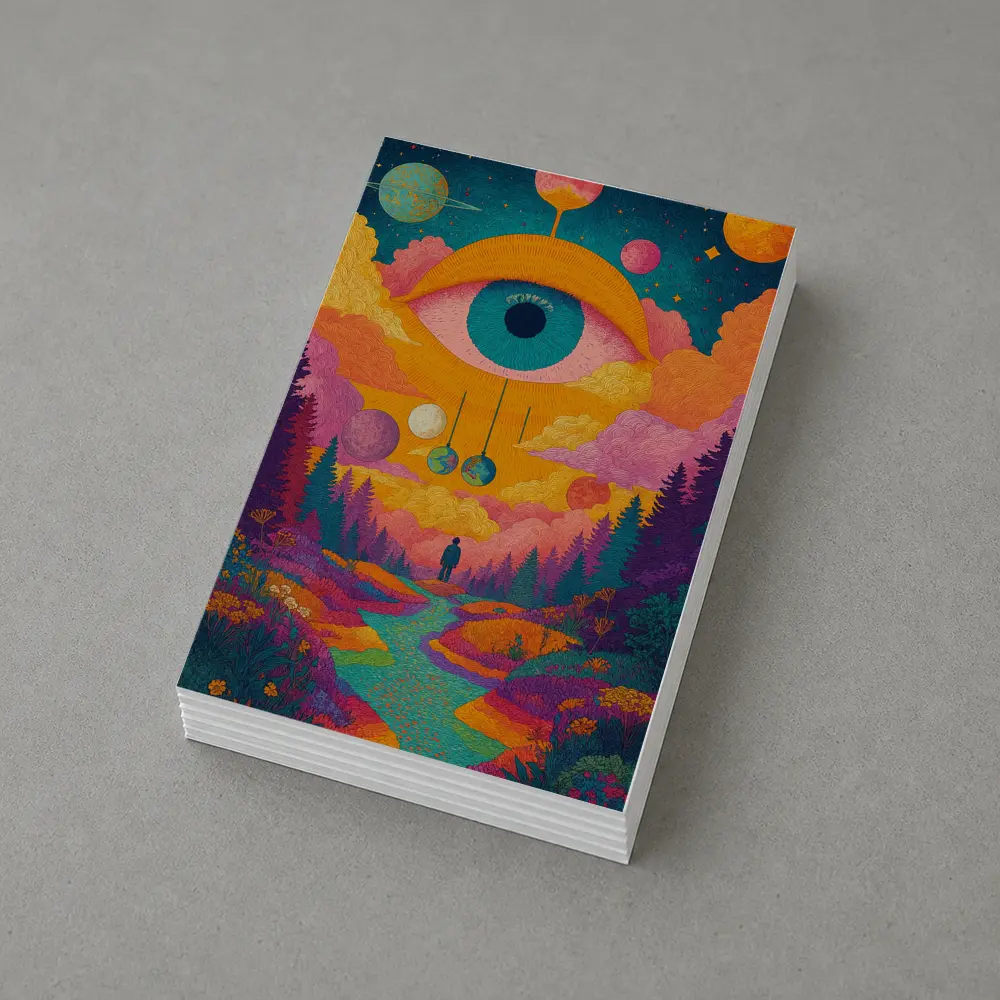 Psychedelic Eye Sky Forest Surreal Art – Postcards