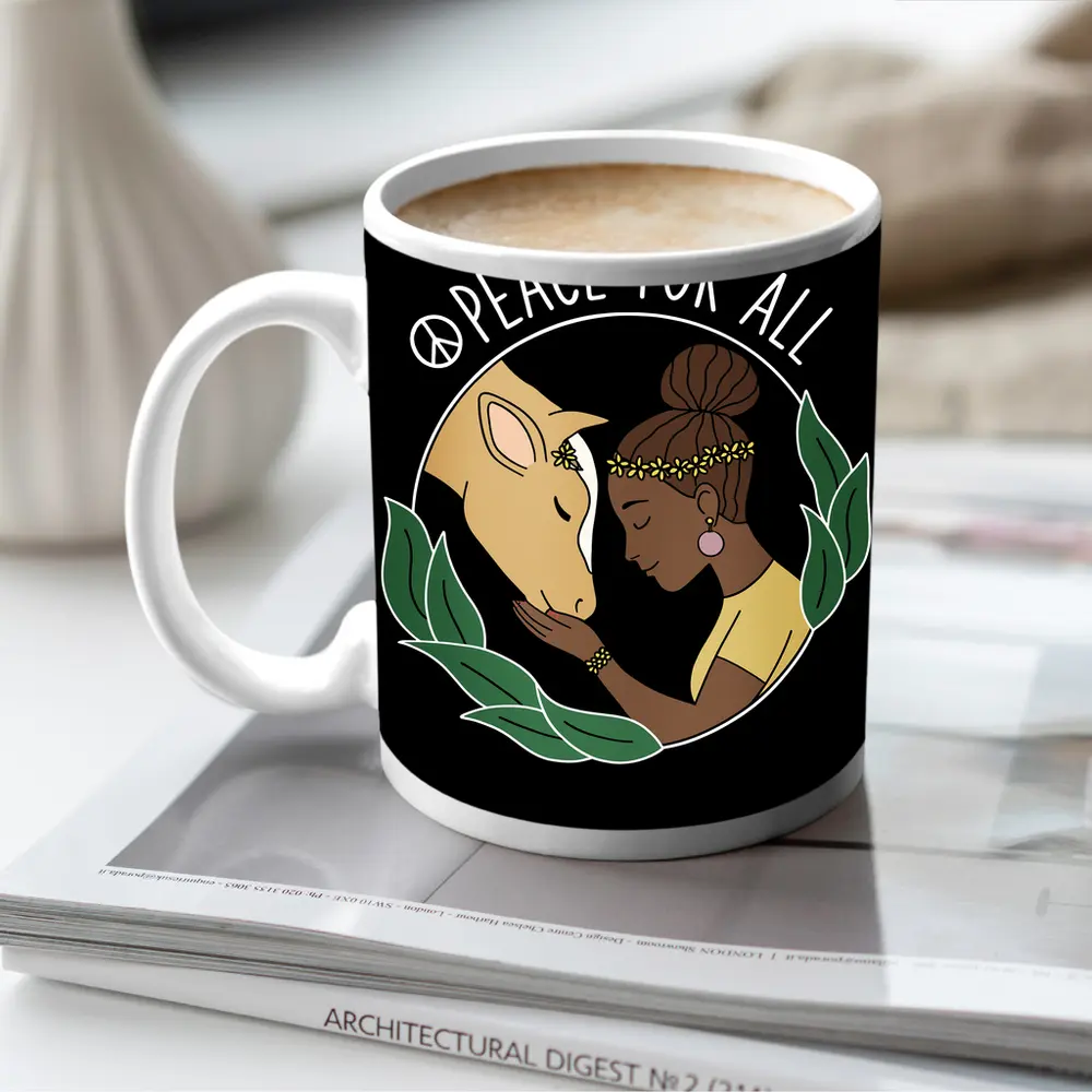 Peace For All Girl and Horse Art – Mugs