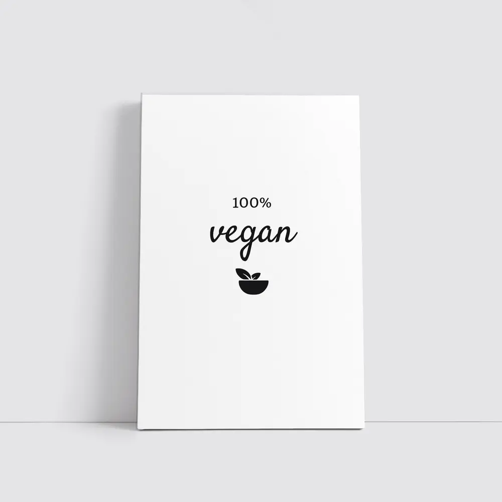 100 Percent Vegan Script Text White Background – Wall Art