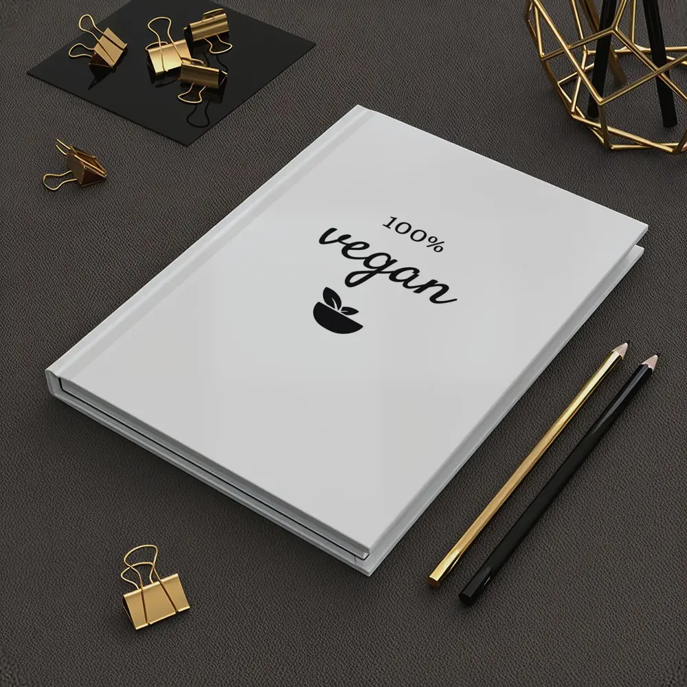 100 Percent Vegan Script Text White Background – Notebooks
