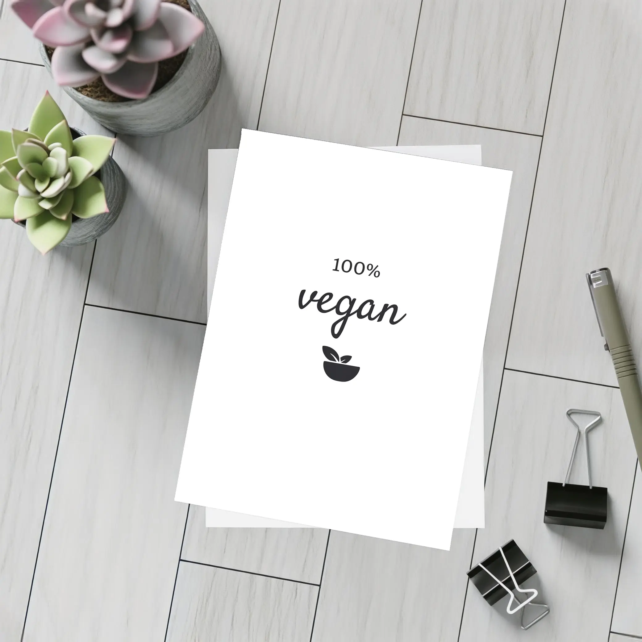 100 Percent Vegan Script Text White Background – Postcards