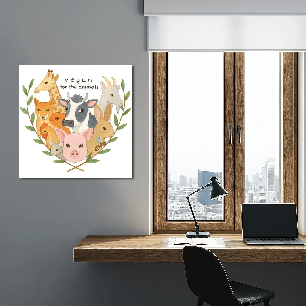 Vegan For The Animals Watercolor Art – Wall Art