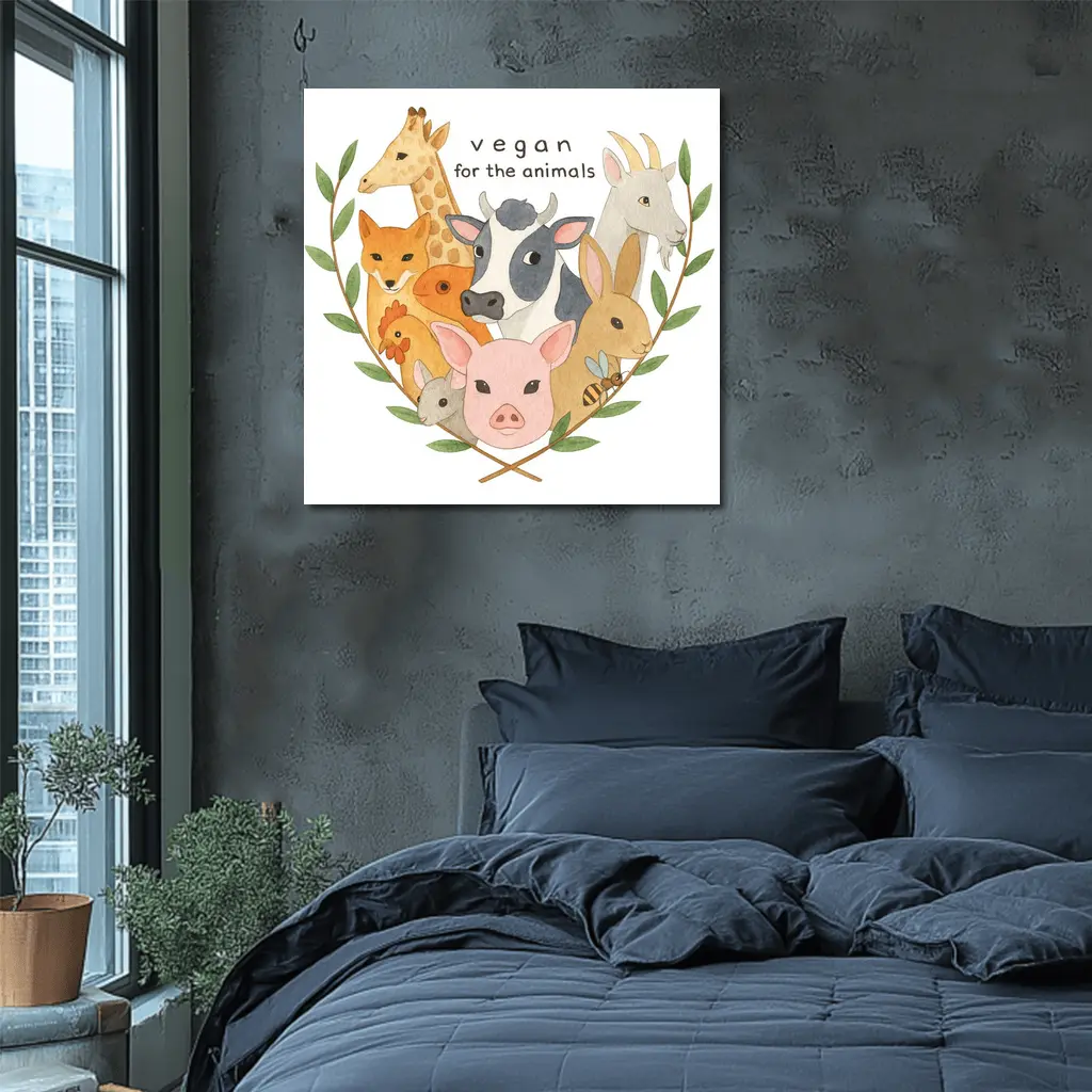 Vegan For The Animals Watercolor Art – Wall Art