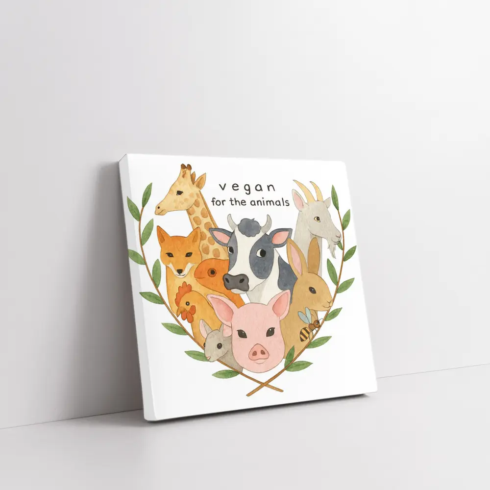 Vegan For The Animals Watercolor Art – Wall Art