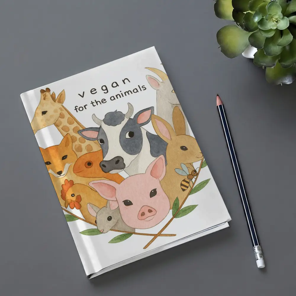 Vegan For The Animals Watercolor Art – Notebooks