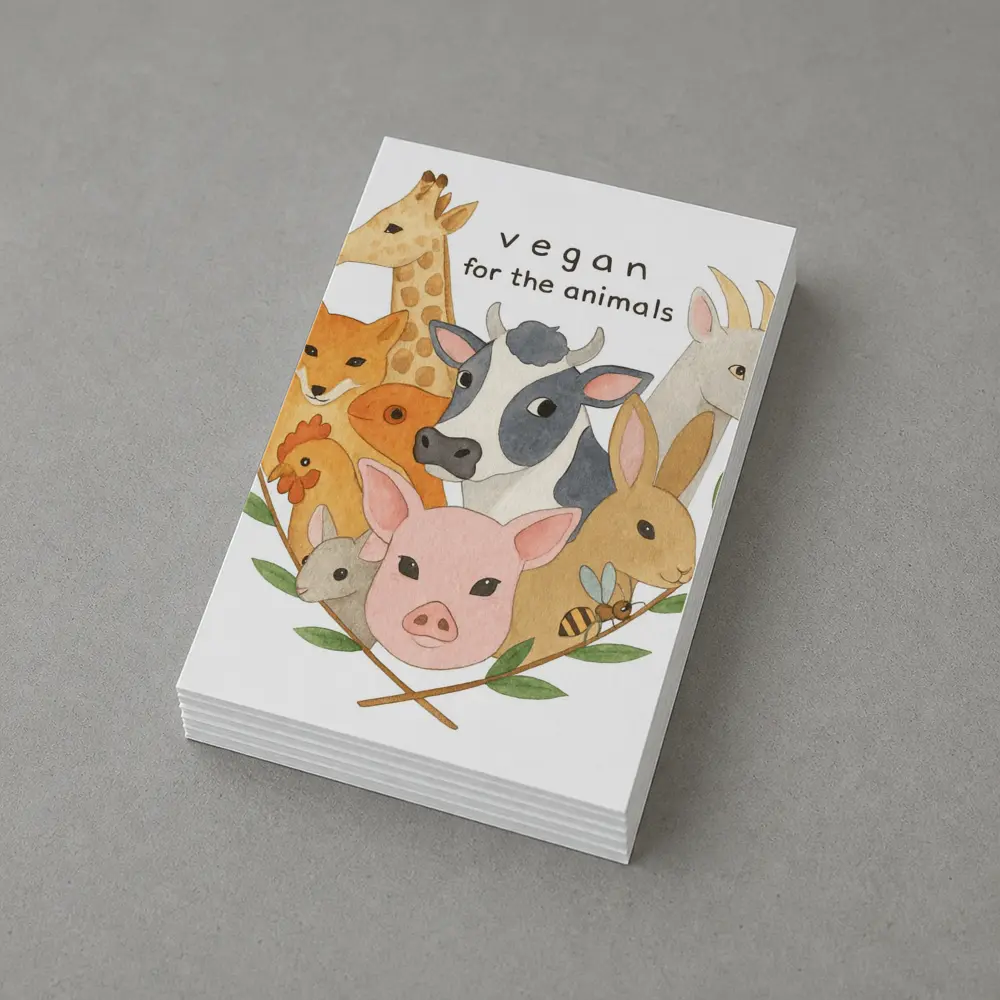 Vegan For The Animals Watercolor Art – Postcards