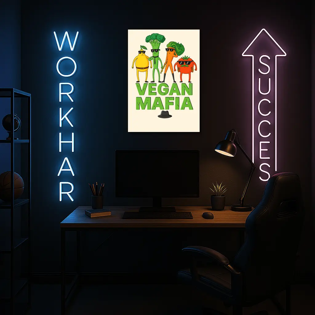 Vegan Mafia Funny Vegetable Characters Cartoon Art – Wall Art