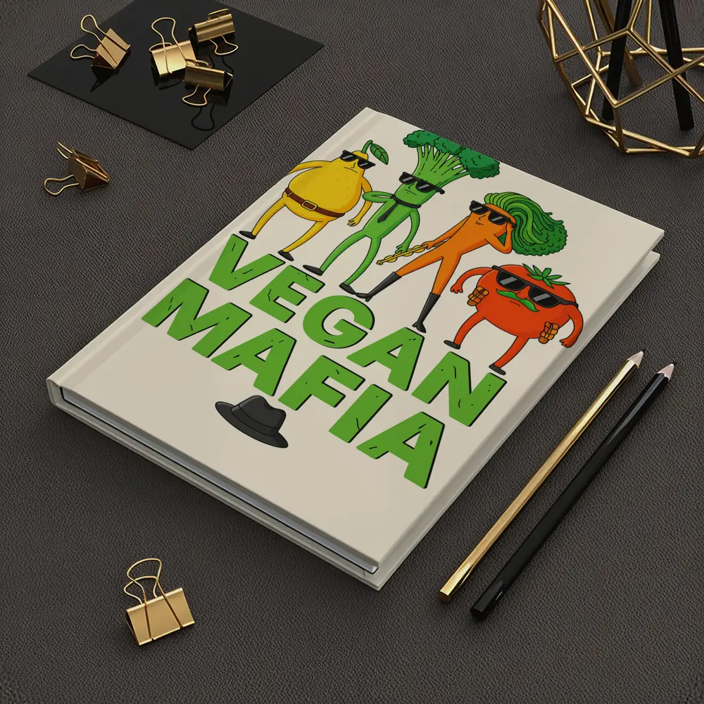 Vegan Mafia Funny Vegetable Characters Cartoon Art – Notebooks