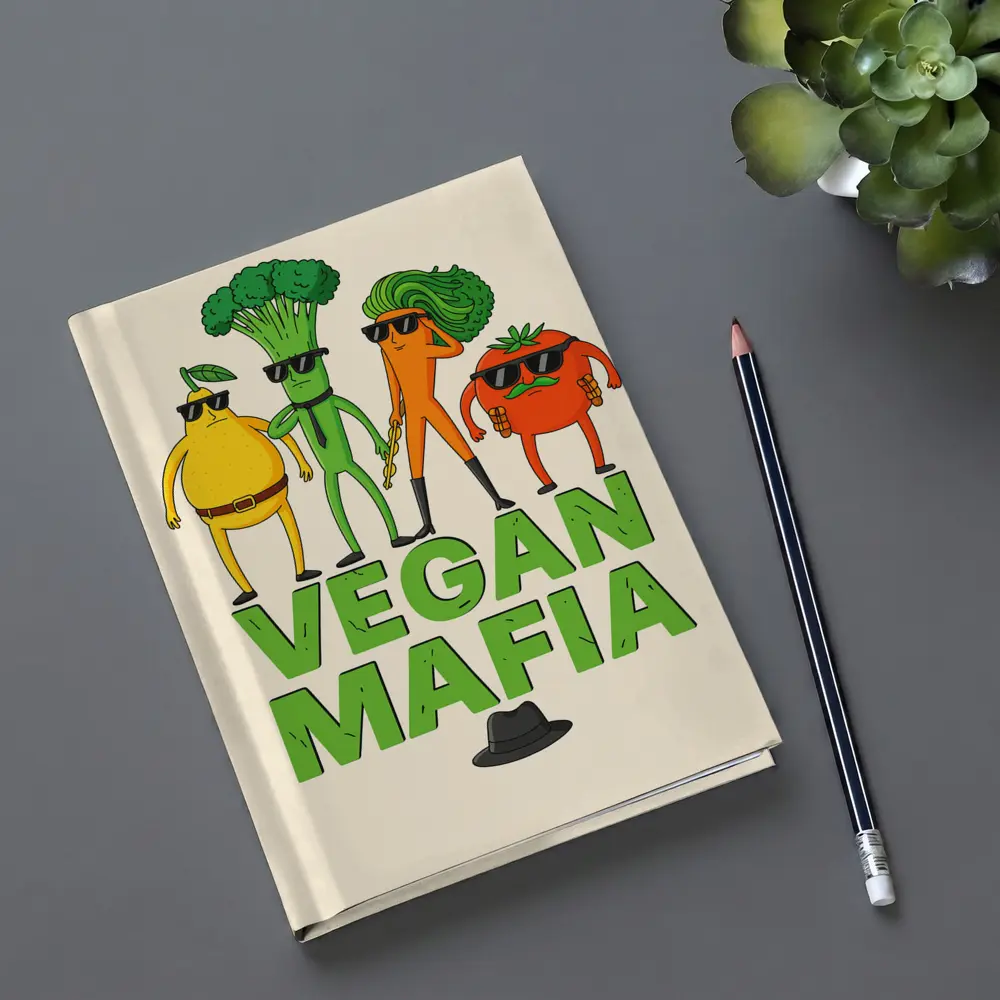 Vegan Mafia Funny Vegetable Characters Cartoon Art – Notebooks