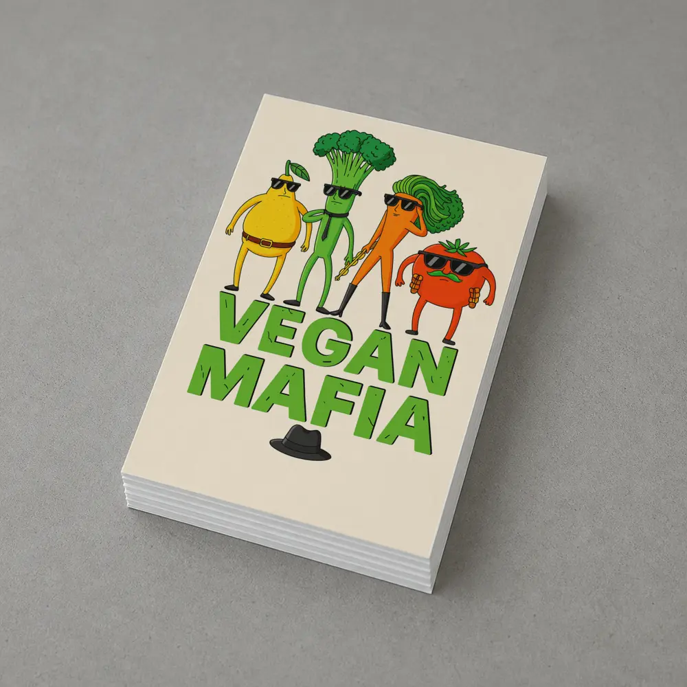 Vegan Mafia Funny Vegetable Characters Cartoon Art – Postcards