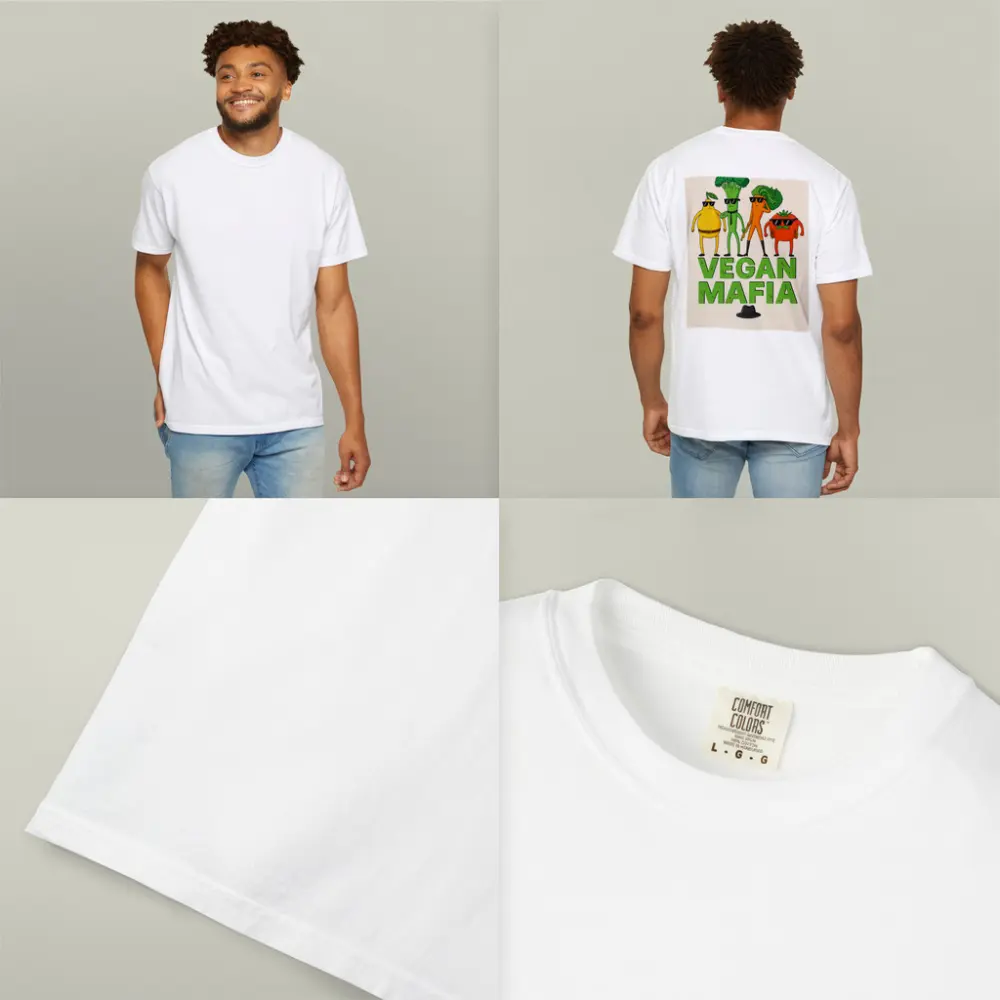 Vegan Mafia Funny Vegetable Characters Cartoon Art – T-Shirts