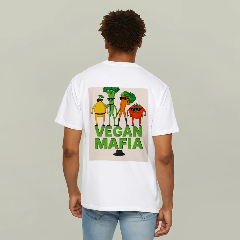 Vegan Mafia Funny Vegetable Characters Cartoon Art – T-Shirts
