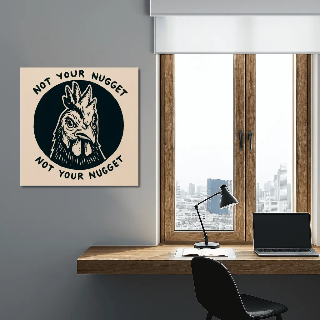 Not Your Nugget Angry Rooster Dark Circle – Wall Art