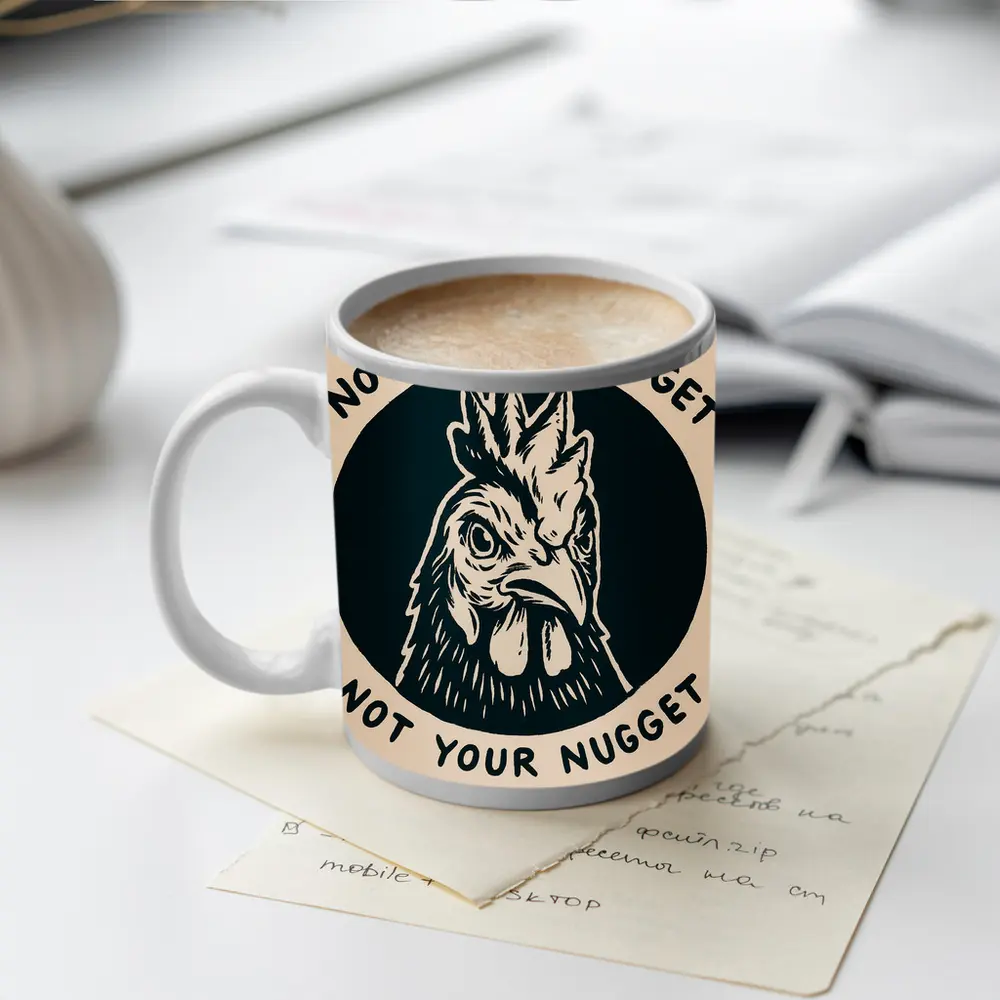 Not Your Nugget Angry Rooster Dark Circle – Mugs