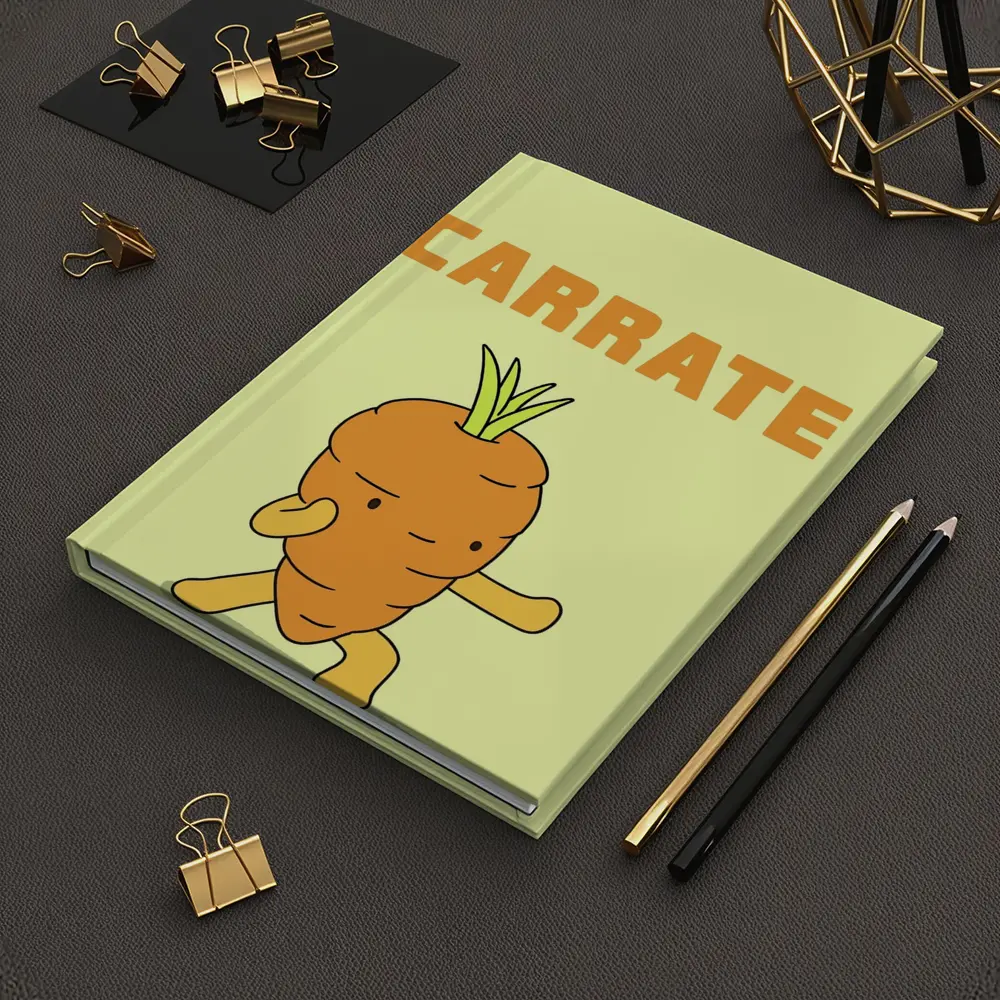 Funny Carrot Karate Cartoon Yellow Background – Notebooks