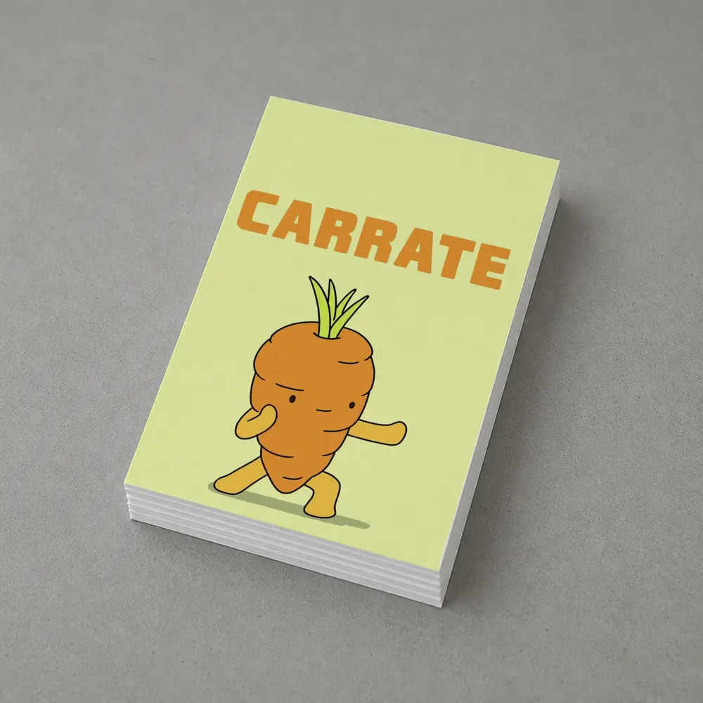 Funny Carrot Karate Cartoon Yellow Background – Postcards