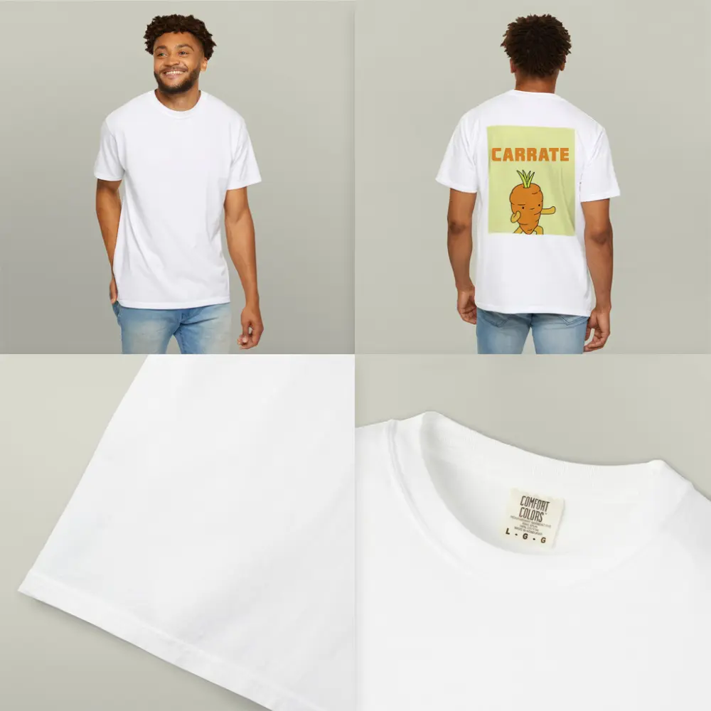Funny Carrot Karate Cartoon Yellow Background – T-Shirts