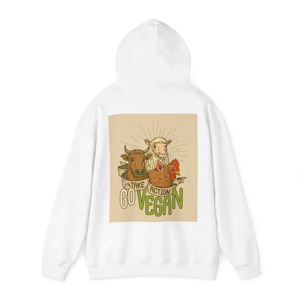 Go Vegan Take Action Farm Animals Illustration – Hoodies
