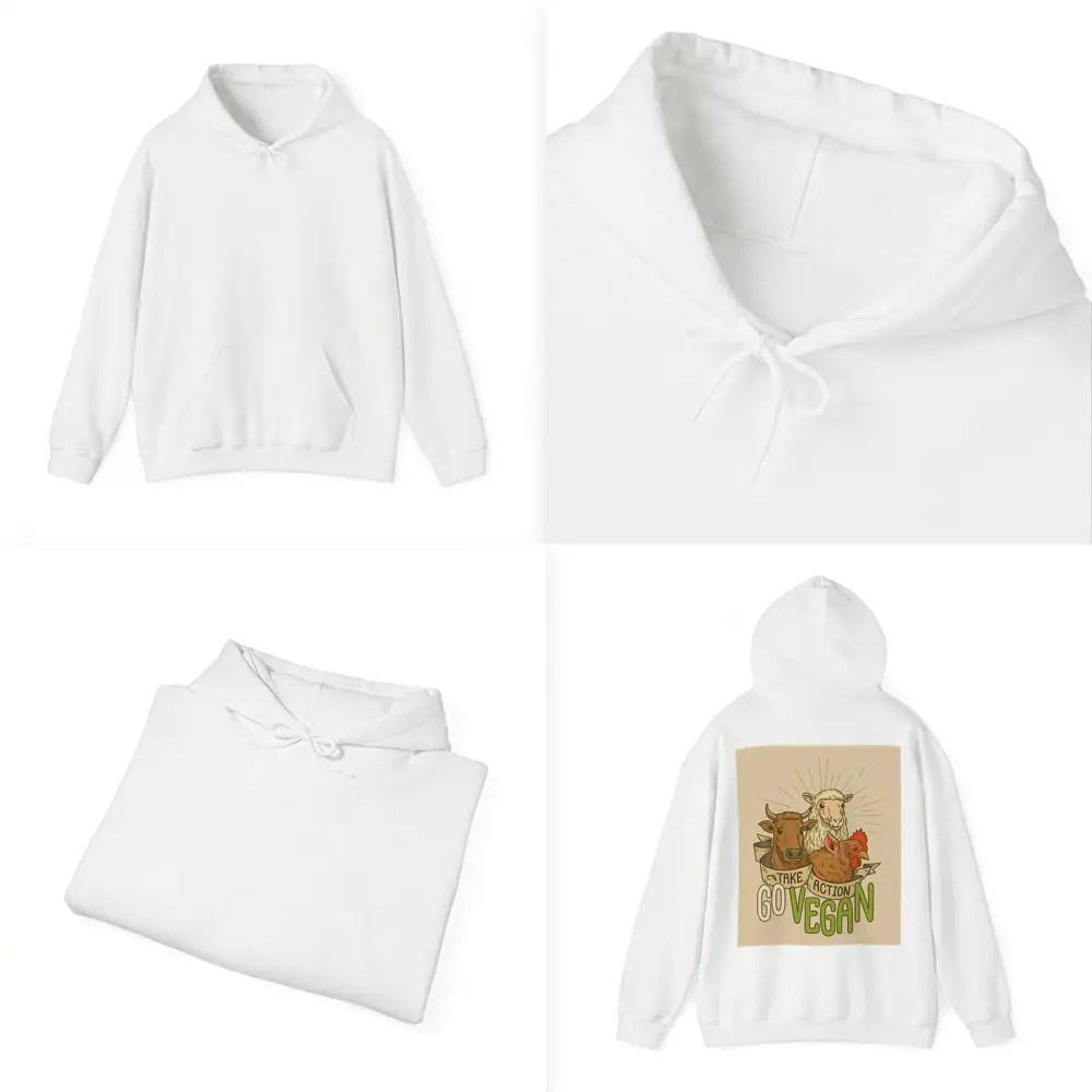 Go Vegan Take Action Farm Animals Illustration – Hoodies