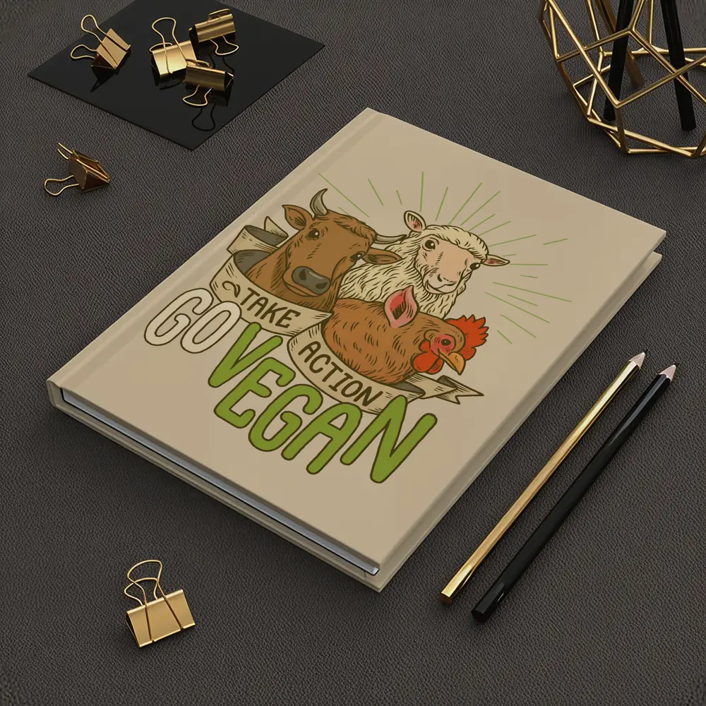 Go Vegan Take Action Farm Animals Illustration – Notebooks