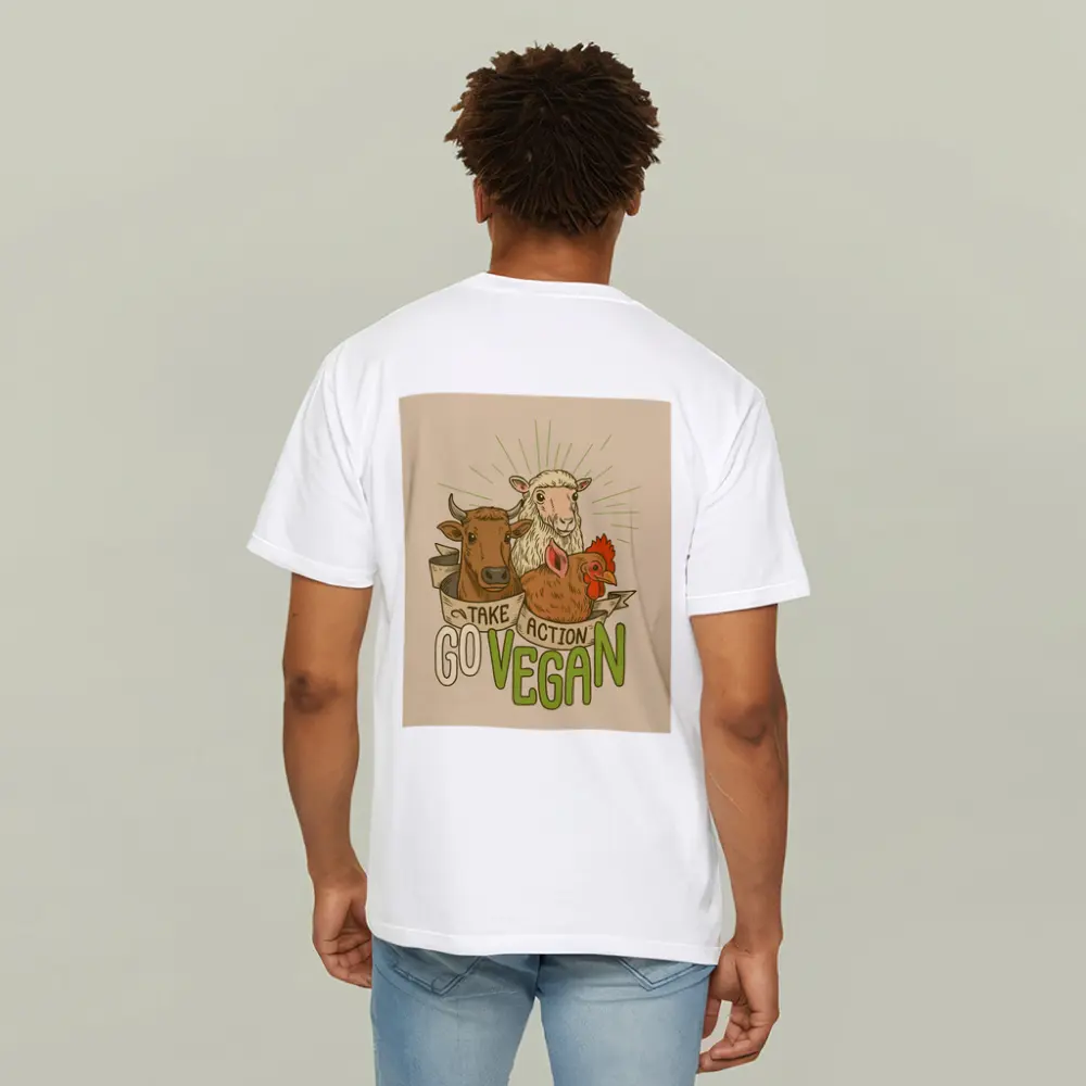 Go Vegan Take Action Farm Animals Illustration – T-Shirts