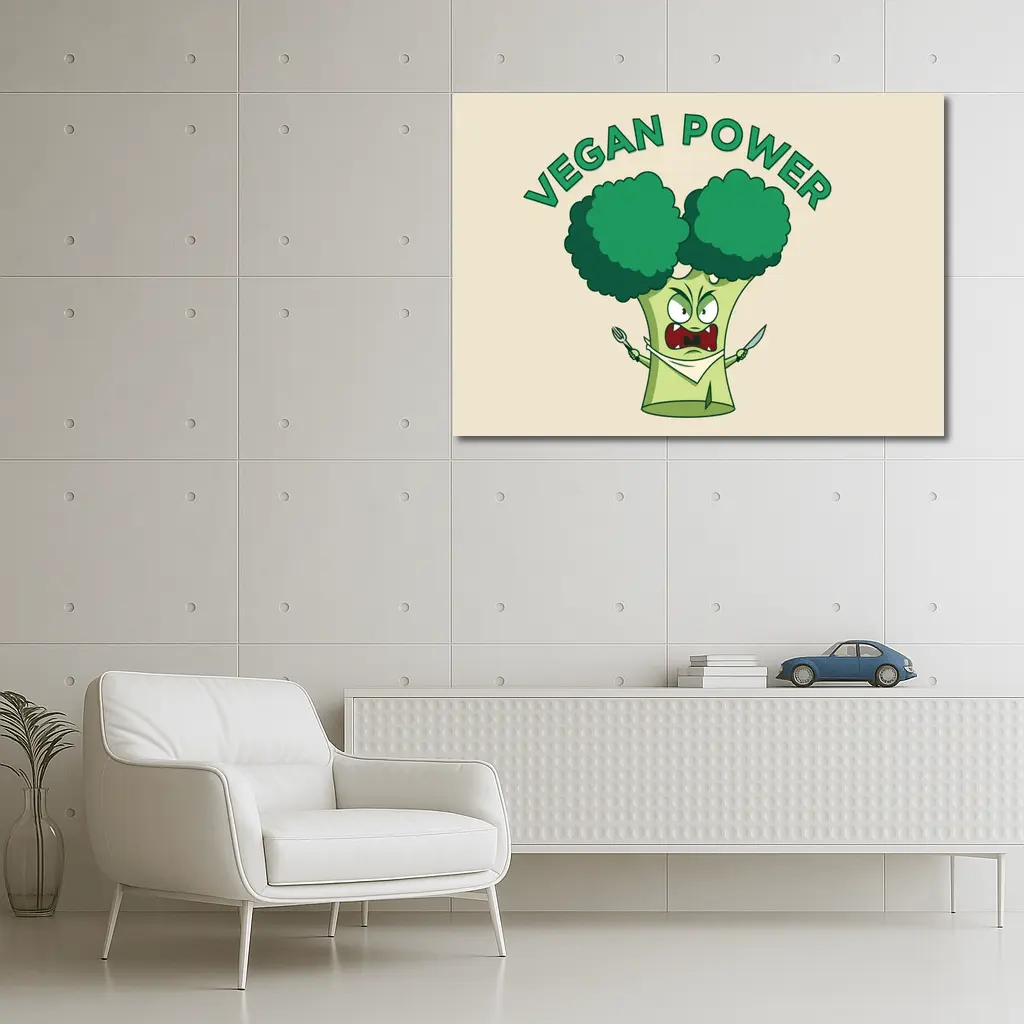 Angry Broccoli Character Vegan Power Art – Wall Art