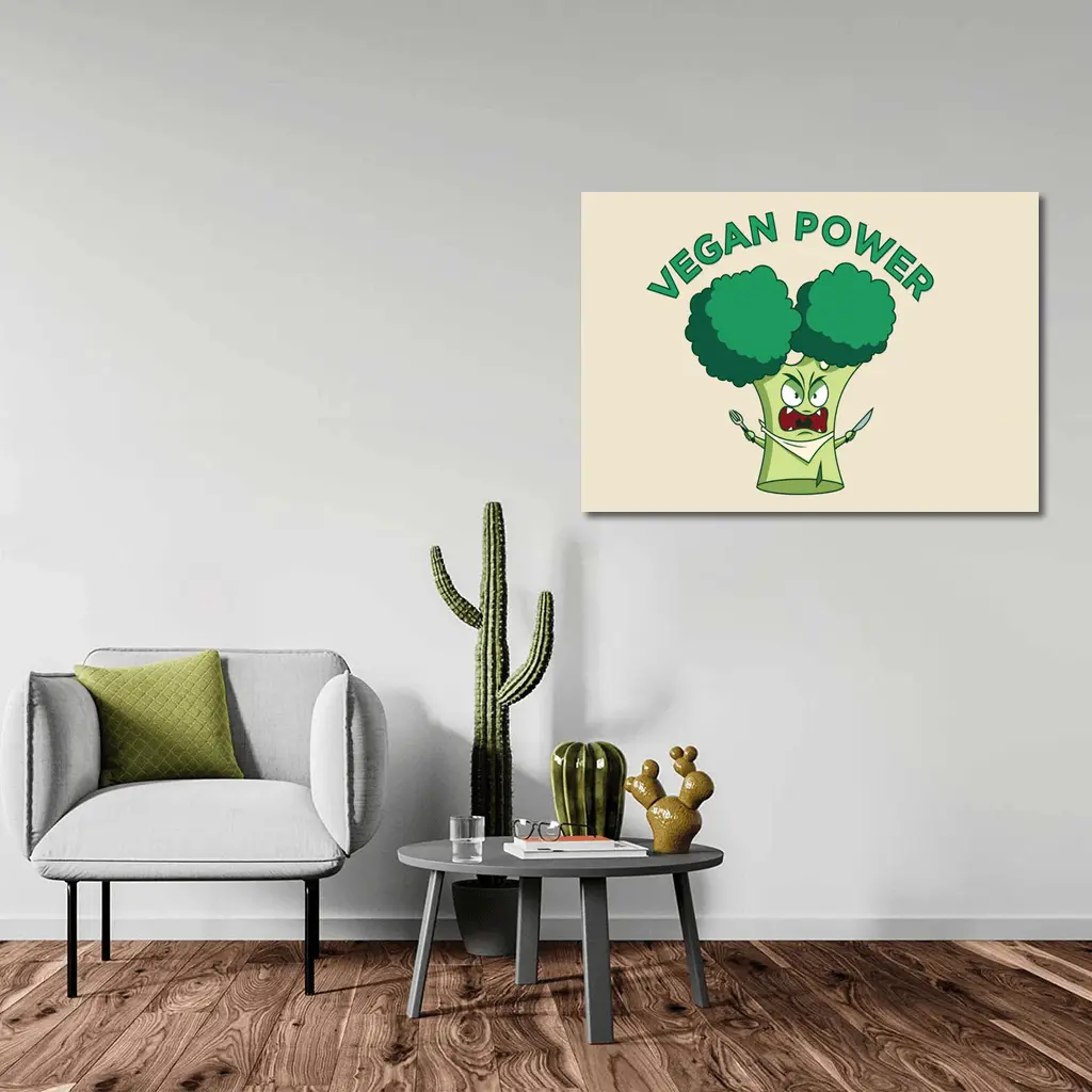 Angry Broccoli Character Vegan Power Art – Wall Art