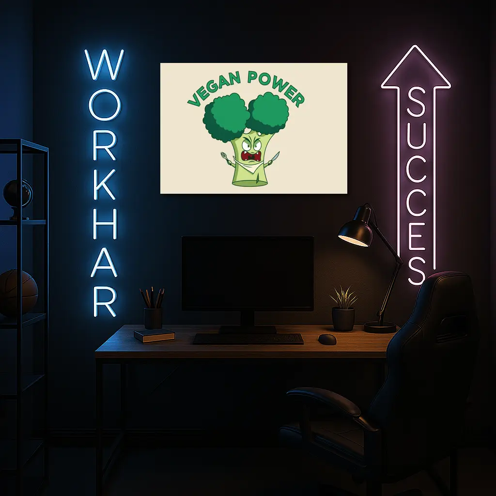 Angry Broccoli Character Vegan Power Art – Wall Art
