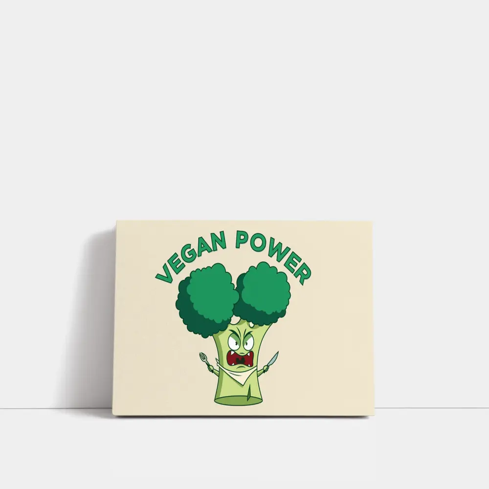 Angry Broccoli Character Vegan Power Art – Wall Art