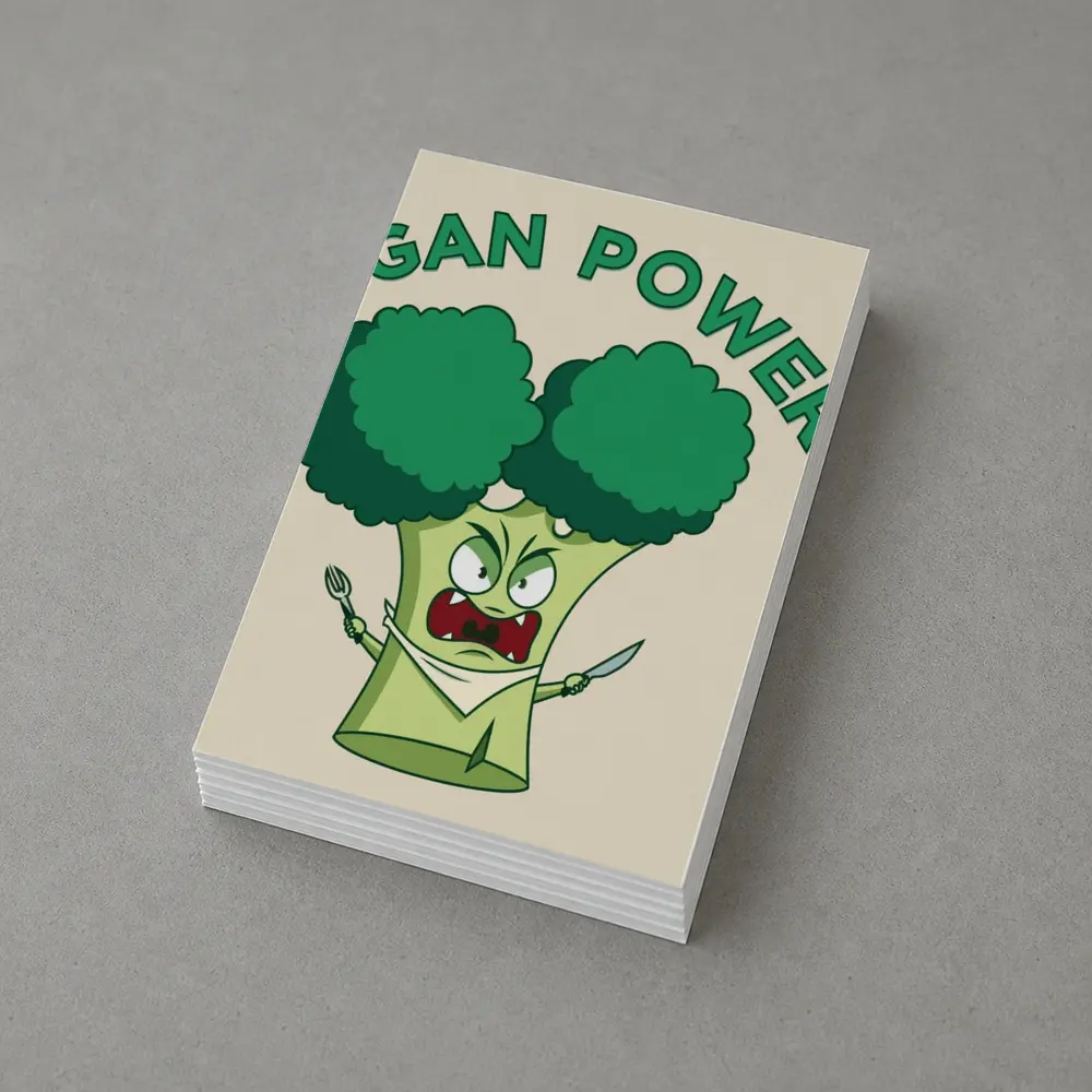 Angry Broccoli Character Vegan Power Art – Postcards
