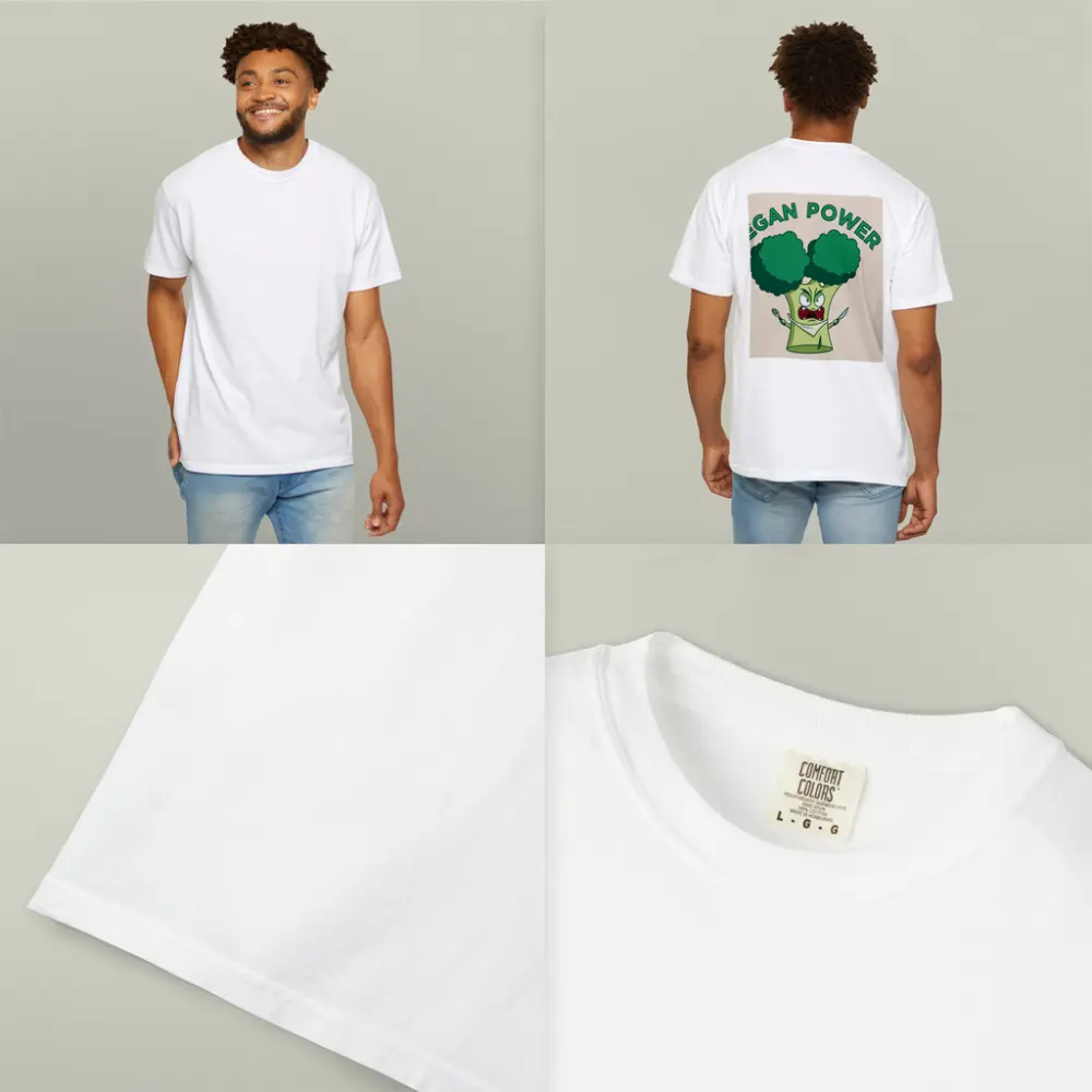 Angry Broccoli Character Vegan Power Art – T-Shirts