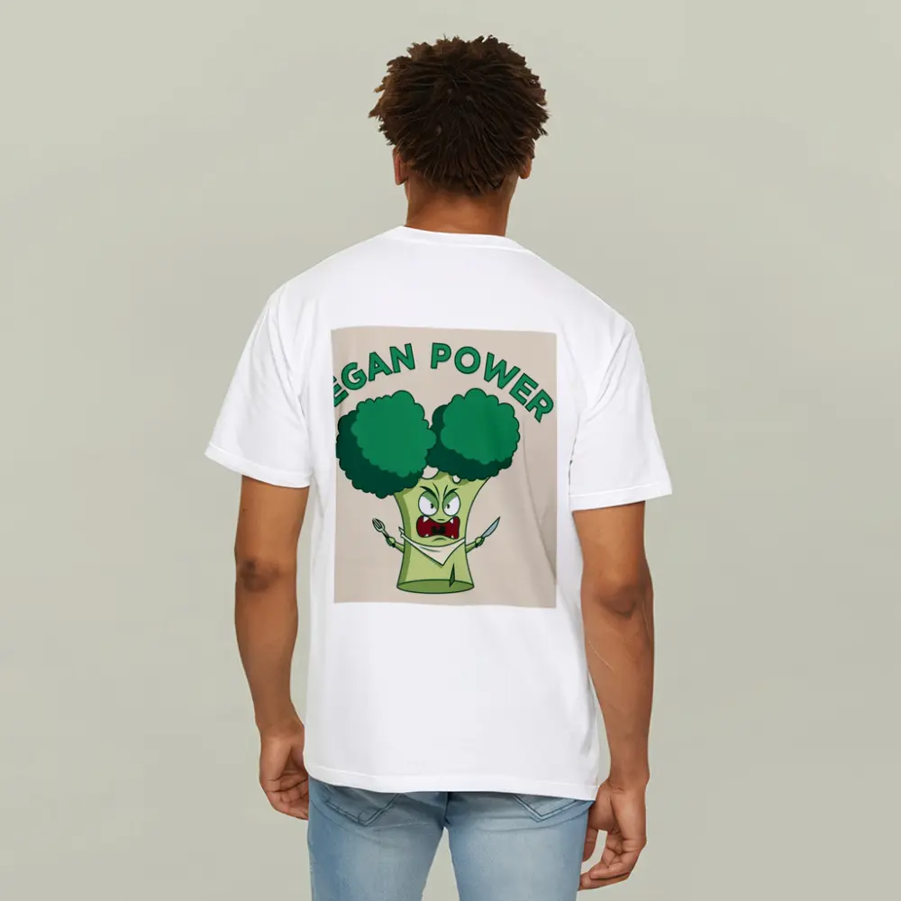 Angry Broccoli Character Vegan Power Art – T-Shirts