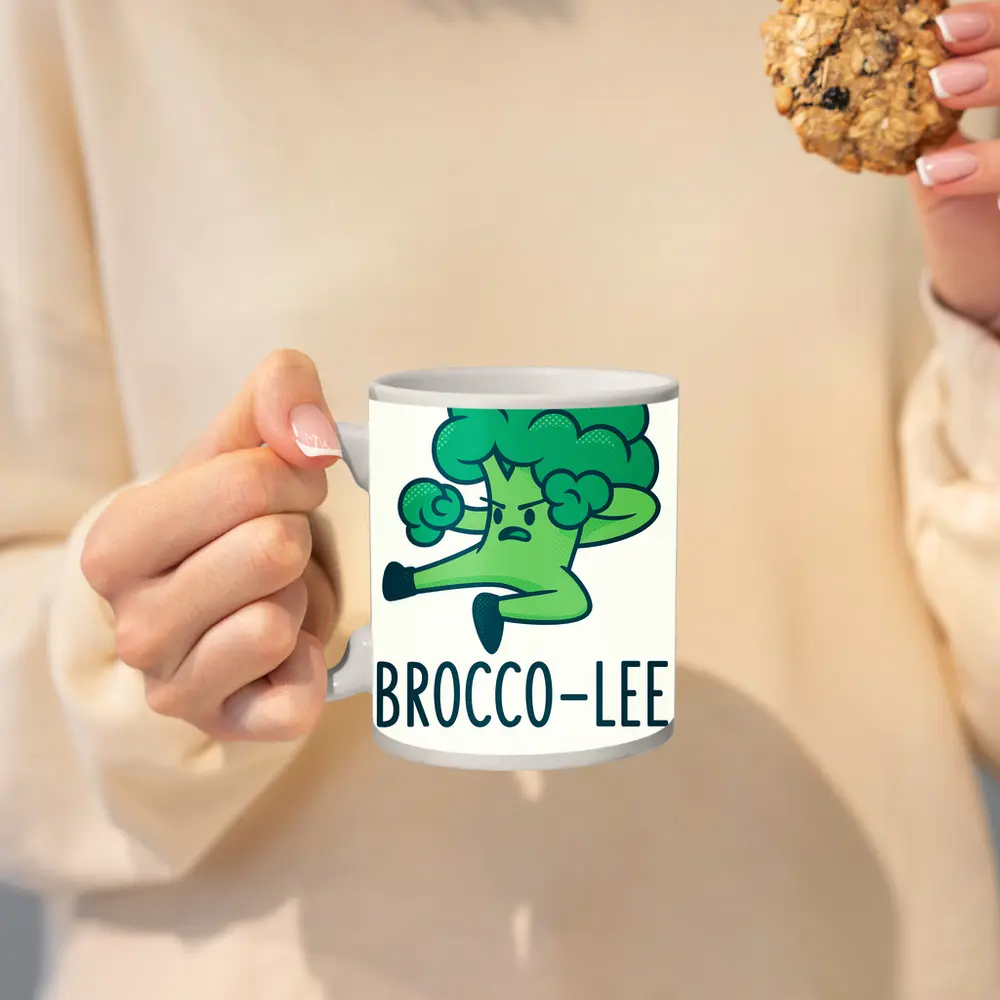 Brocco Lee Funny Martial Arts Broccoli Character – Mugs