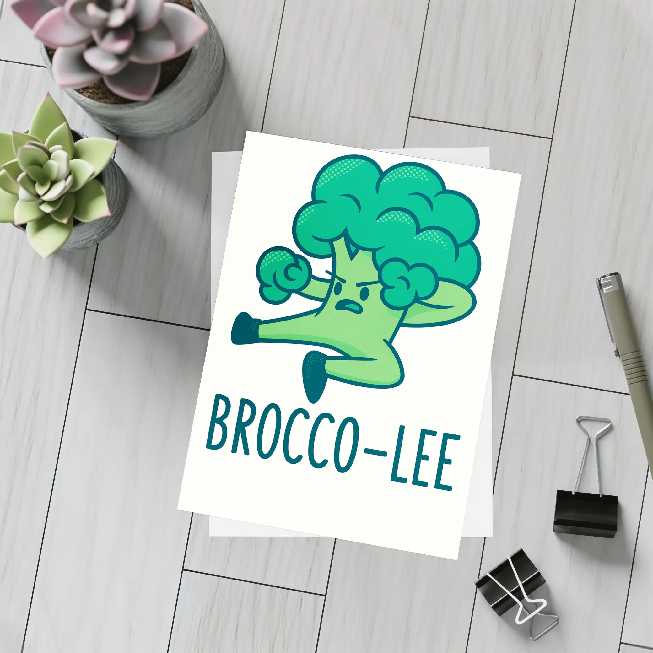 Brocco Lee Funny Martial Arts Broccoli Character – Postcards
