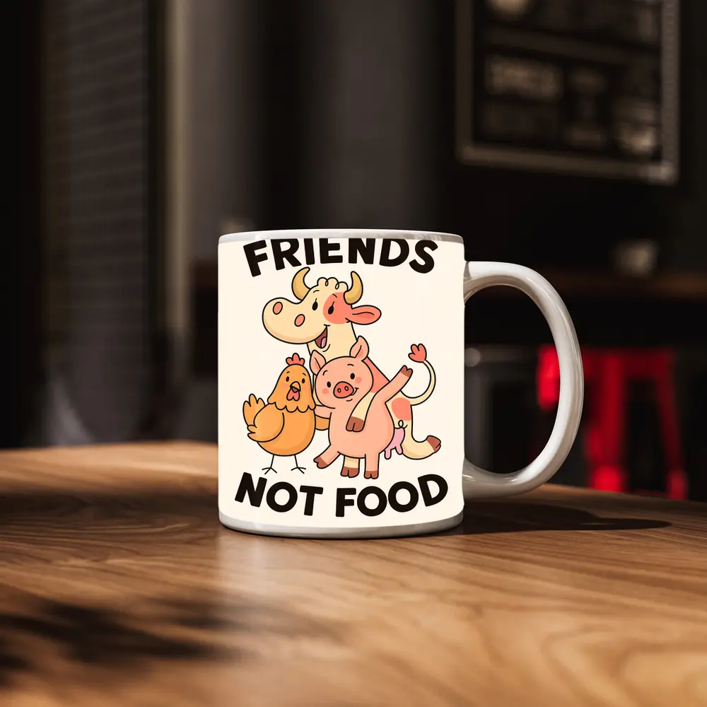 Friends Not Food Cute Farm Animals Cartoon – Mugs