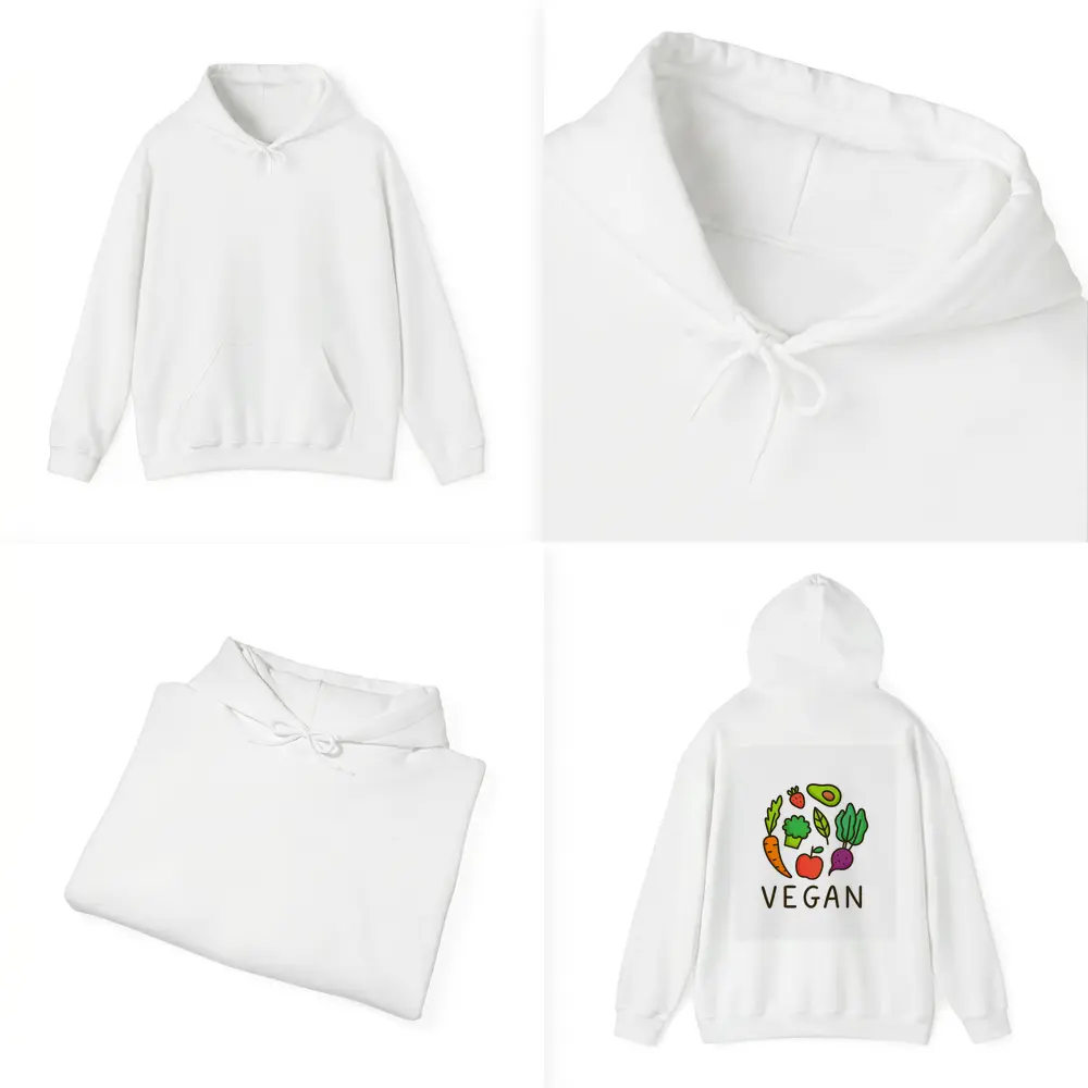 Vegan Vegetables Fruit Circle Illustration White Background – Hoodies