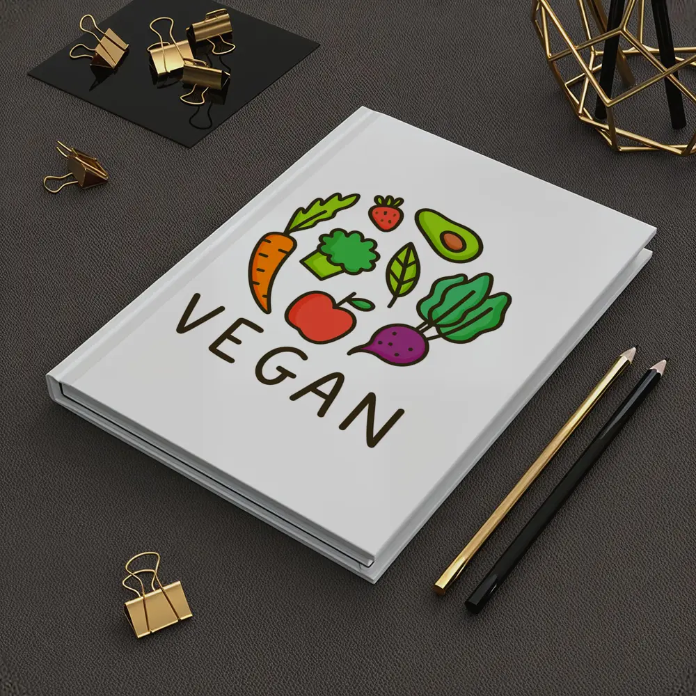 Vegan Vegetables Fruit Circle Illustration White Background – Notebooks