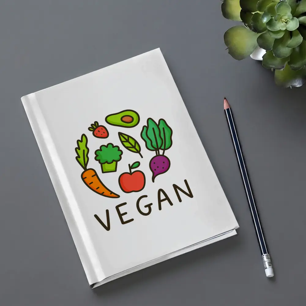 Vegan Vegetables Fruit Circle Illustration White Background – Notebooks