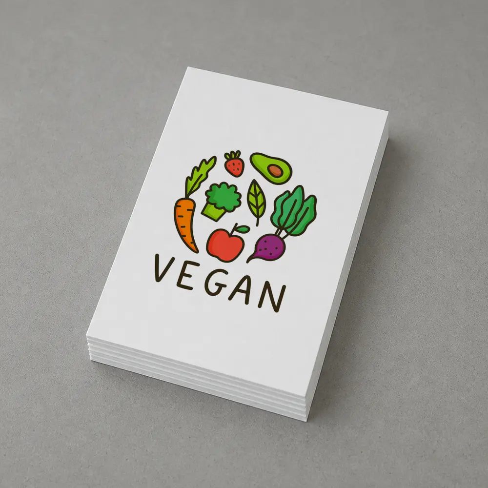 Vegan Vegetables Fruit Circle Illustration White Background – Postcards