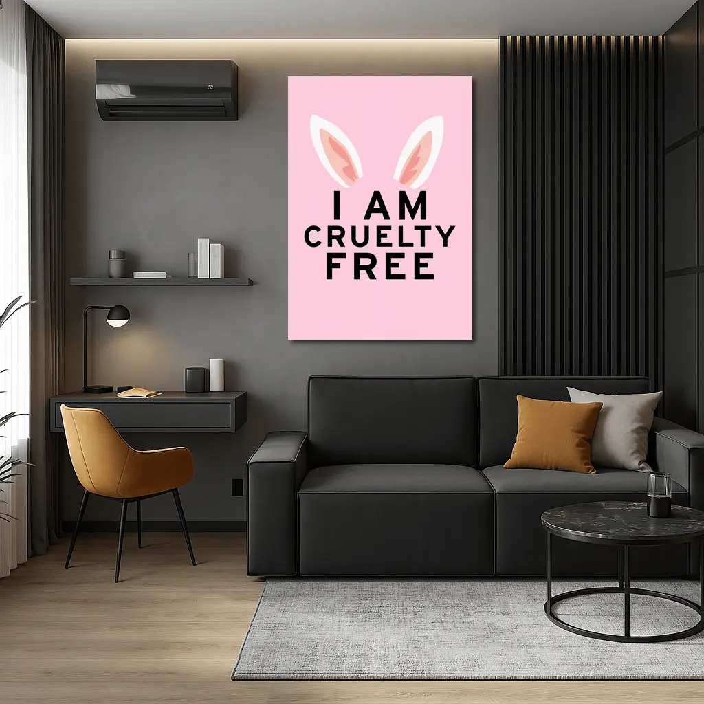I Am Cruelty Free Bunny Ears Pink – Wall Art