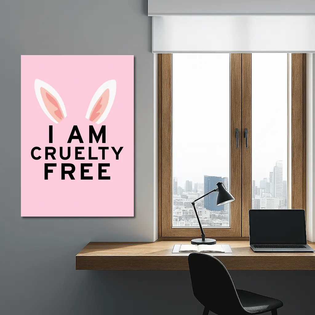 I Am Cruelty Free Bunny Ears Pink – Wall Art