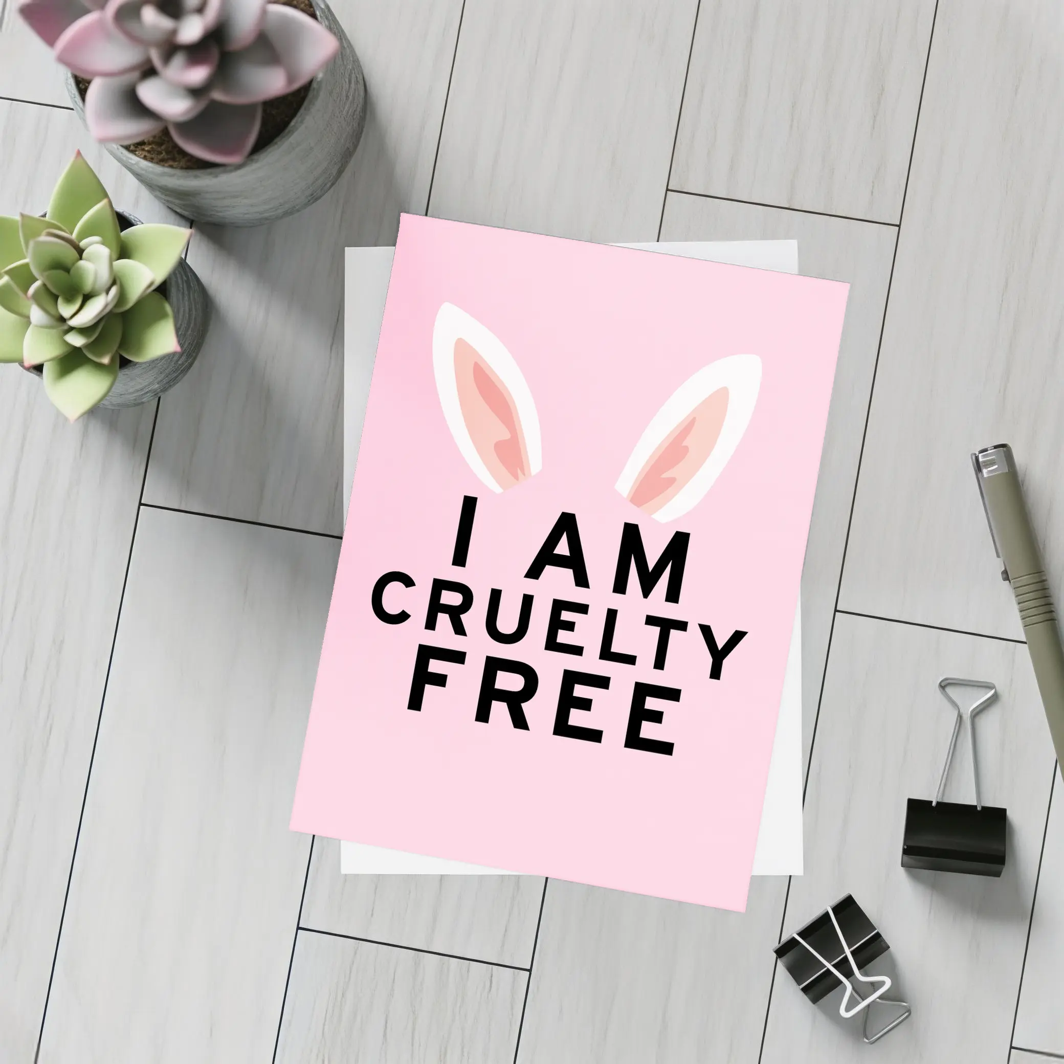 I Am Cruelty Free Bunny Ears Pink – Postcards